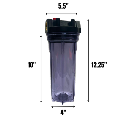 10" Water Filter Housing With Brass Ports & Mounting Kit – Clear Or Blue Housing Options Available